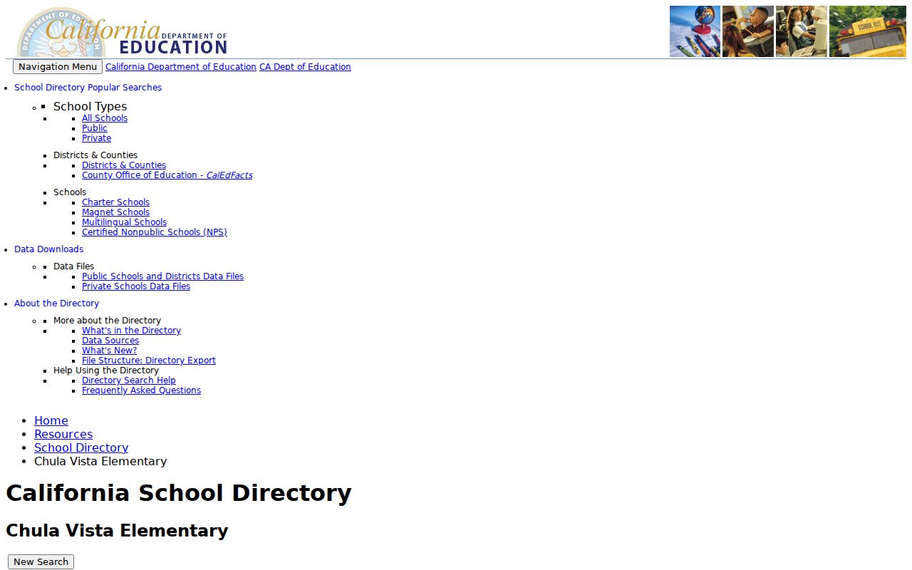 Chula Vista people directories CDE school directory record